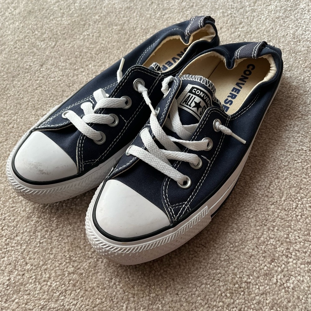 Converse Navy Blue and White Low Top Sneakers